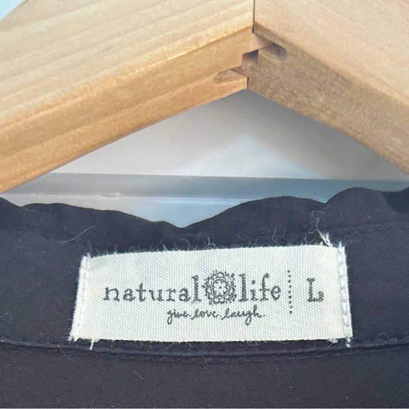 NATURAL LIFE Tiered Black Short Sleeve Dress L - Picture 4 of 4